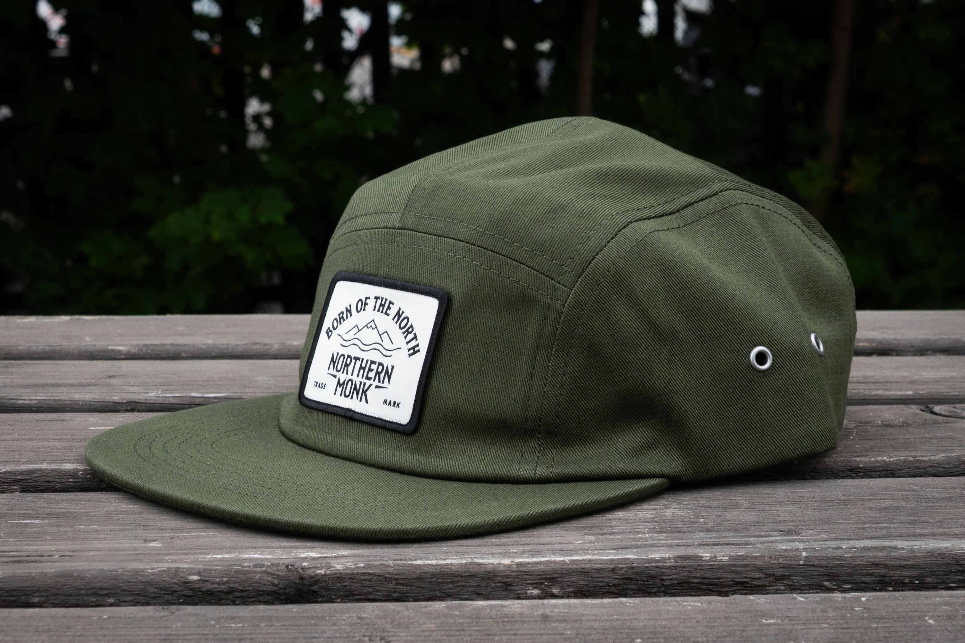 ARMY GREEN PANEL CAP WITH RECTANGLE PATCH - Image 2